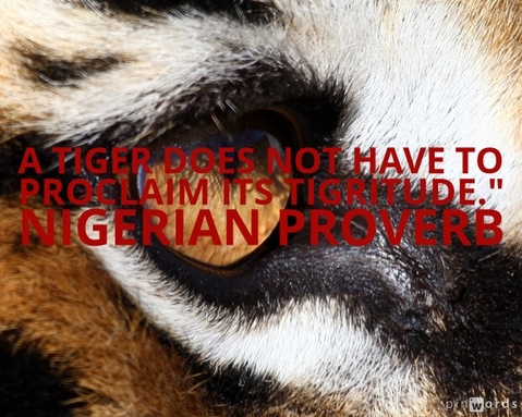 A tiger does not have to proclaim its tigritude.